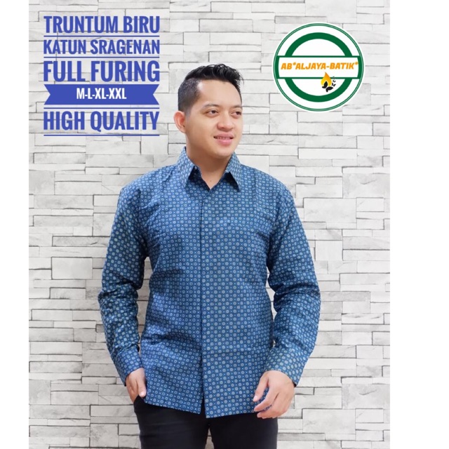 Batik Pria TRUNTUM BIRU FULL FURING Katun Halus Sragenan Ori Solo