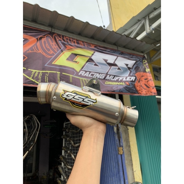 slincer original gss racing muffler tipe bulat pendek