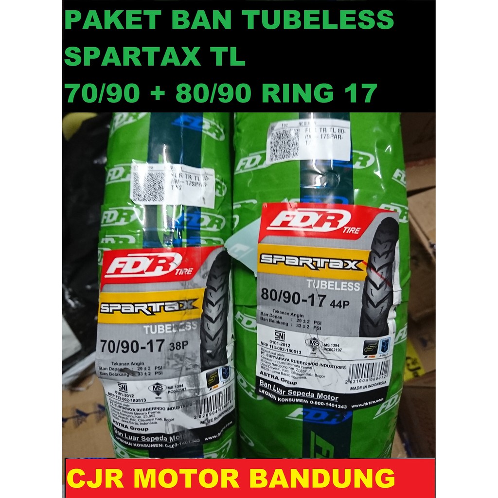 Paket Ban Motor Bebek TUBELESS FDR Spartax 70 90 & 80 90 ring 17 Semi Trail Offroad Motor Vega Supra