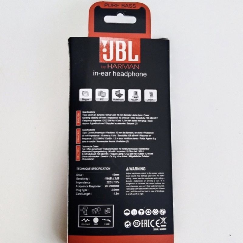 [J-6]Headset JBL J6 Hi-Res Audio Extra Bass Earphone JBL + Mic Pure Bass Stereo