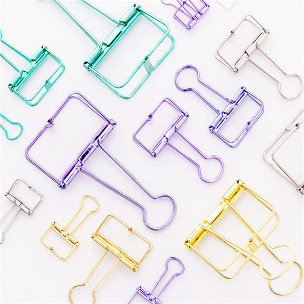 LANFY Office Supplies Paper Clips Multicolor Decorative Clips Binder Clips Study Files Organizer Clips 8 Colors Bookmark Ins Colors School Supplies Binder Clamp/Multicolor