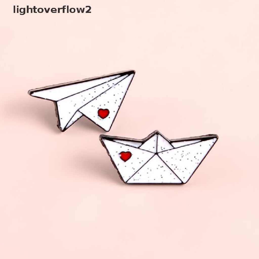 (lightoverflow2) Bros Pin Enamel Bentuk Kartun Pesawat Kertas Untuk Aksesoris Tas