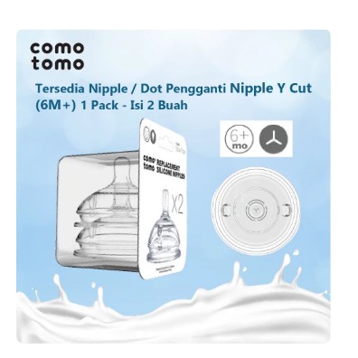 Comotomo Replacement Nipple Y cut (6M+) Twin Pack