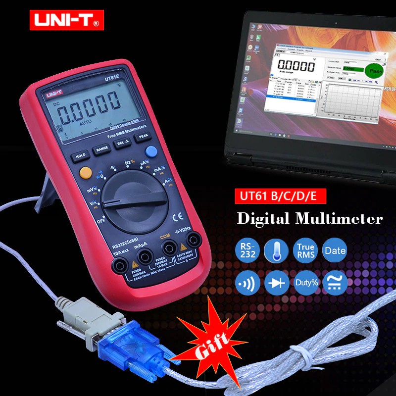 FREE ONGKIR UNI-T UT61E Digital Multimeter Auto Range True RMS UT61A/B/C/D Data hold Diode test