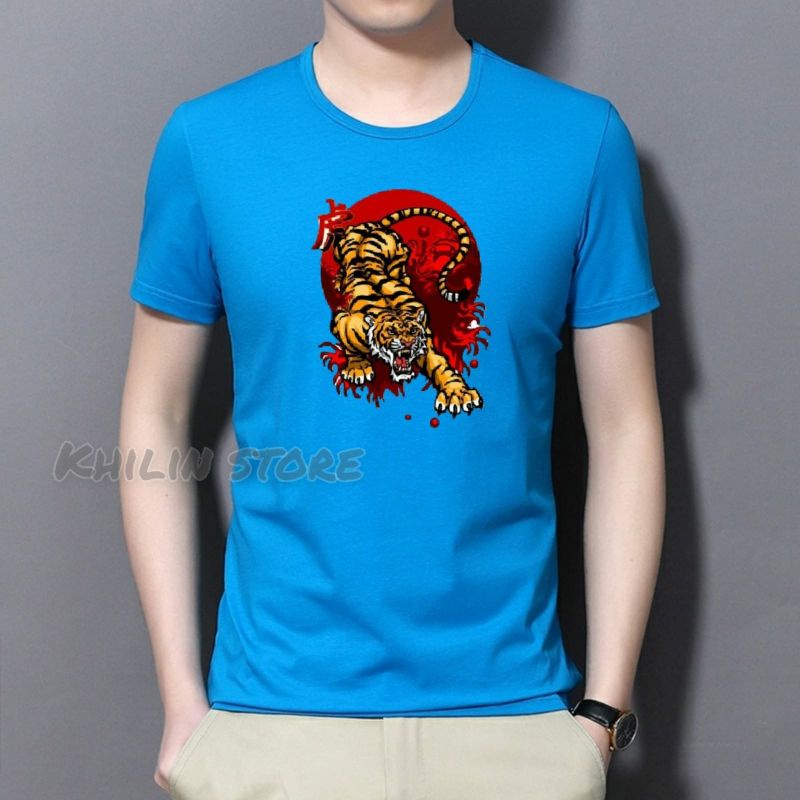 Baju kaos pria Tiger distro Tshirt lelaki lengan pendek kaos oblong cowok atasan pria Cod