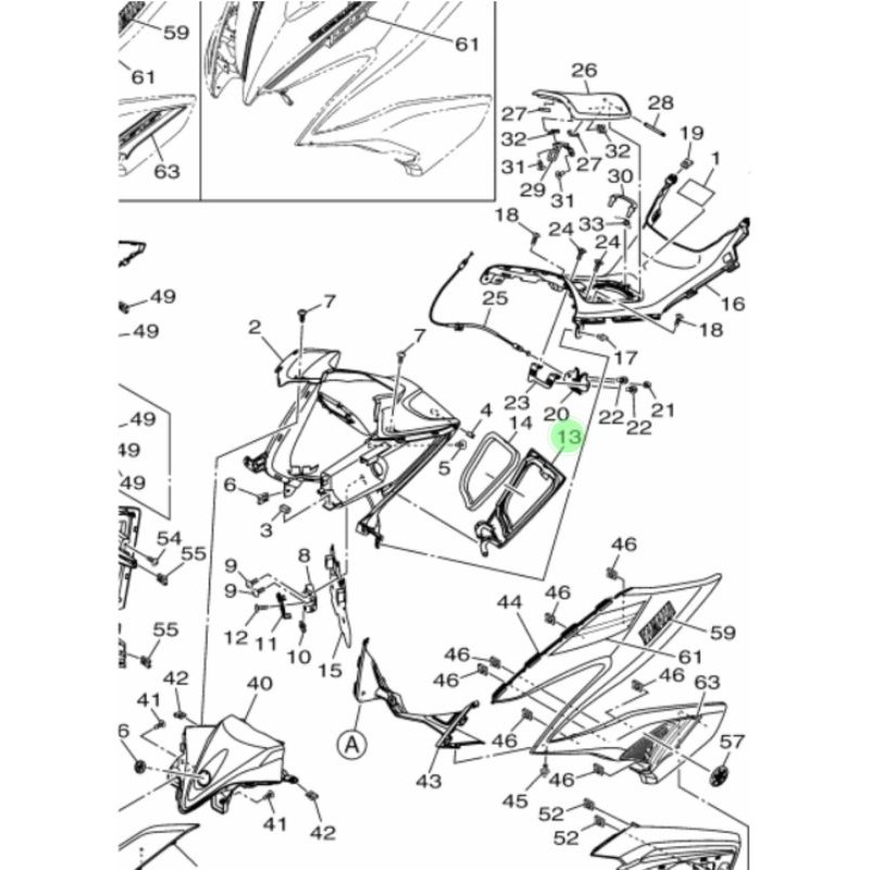 COVER TUTUP LACI AEROX 155 ASLI ORI YAMAHA B65 F177E 00