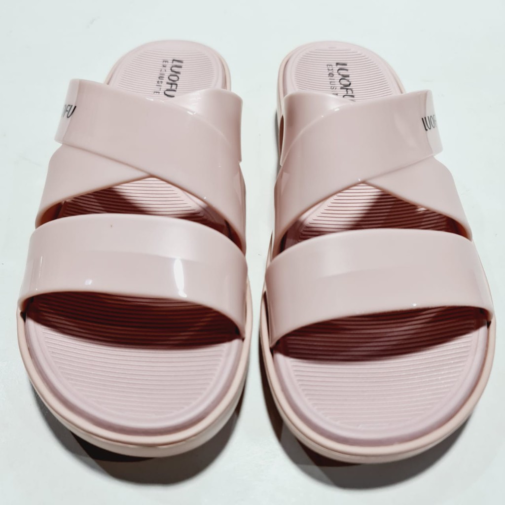 jelly sandal slop luofu silang sendal wanita import E7185A2-A11SBW