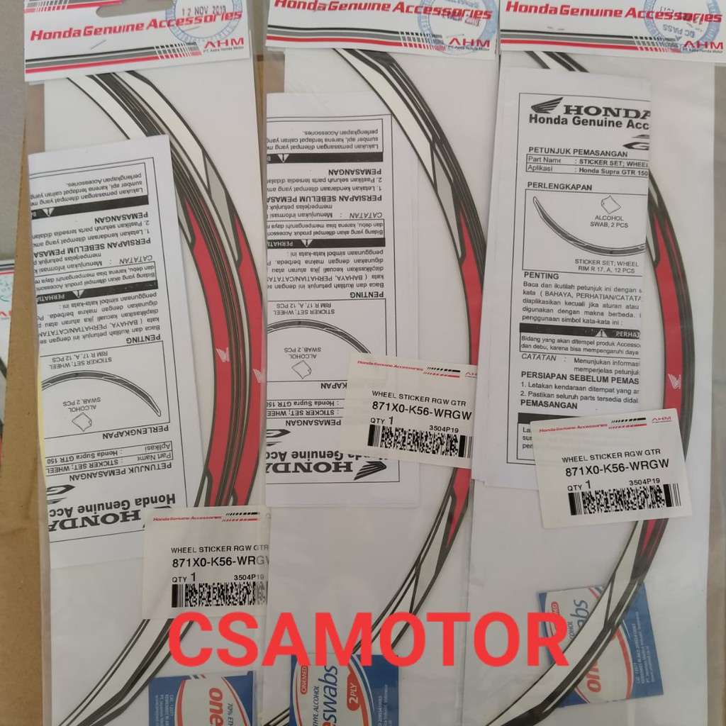 WHEEL STICKER - STIKER VELG RGW SUPRA GTR 150 - ORI AHM