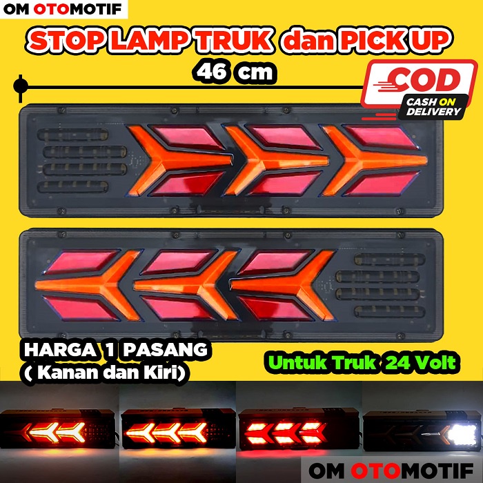 Lampu Variasi Stop Lamp LED Stoplamp Rem Belakang Truk Sein Running Truck PJ6 46 CM 24 Volt Fuso Hin