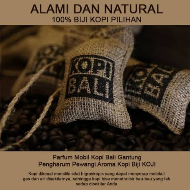 Parfum Mobil Pewangi Ruangan Parfum Kopi Bali BIJI KOJI / Spray Semprot - Hanging Car Scent Coffee