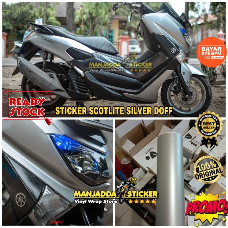 STIKER SKOTLET MOTOR WARNA SILVER DOFF