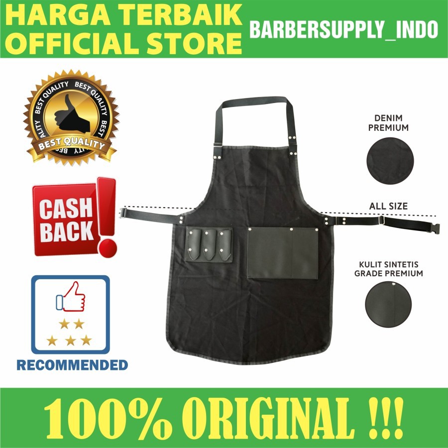 Apron Barber Celemek Barber Apron Barber Leather Denim Premium