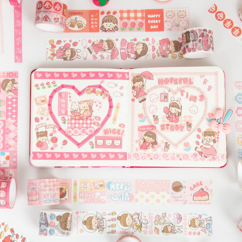 Washi Tape 10 Rol | Selotip Washi Motif Kartun Lucu Untuk Scrapbook | Stationery