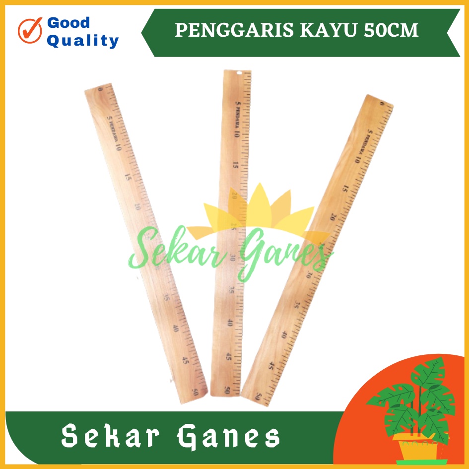 Penggaris Kayu 50cm Panjang 0.5 M Mistar Penggaris Kayu Papan Tulis / Penggaris Kayu 1 Meter 100 Cm