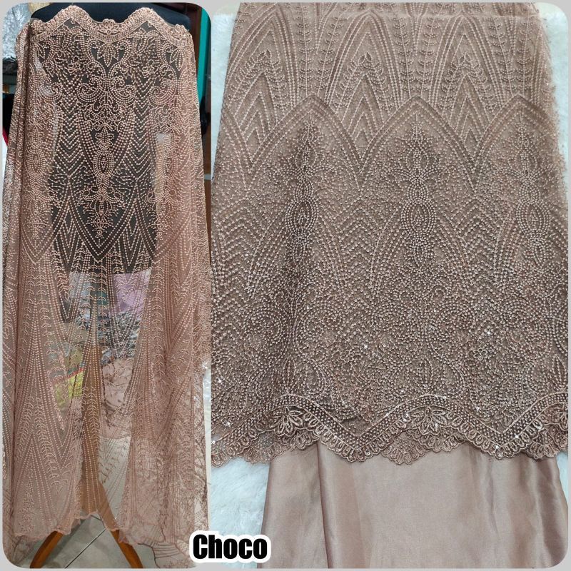 bahan kain tulle elishaab eplic payet/tille murah payet/kain-meteran/tulle kebaya