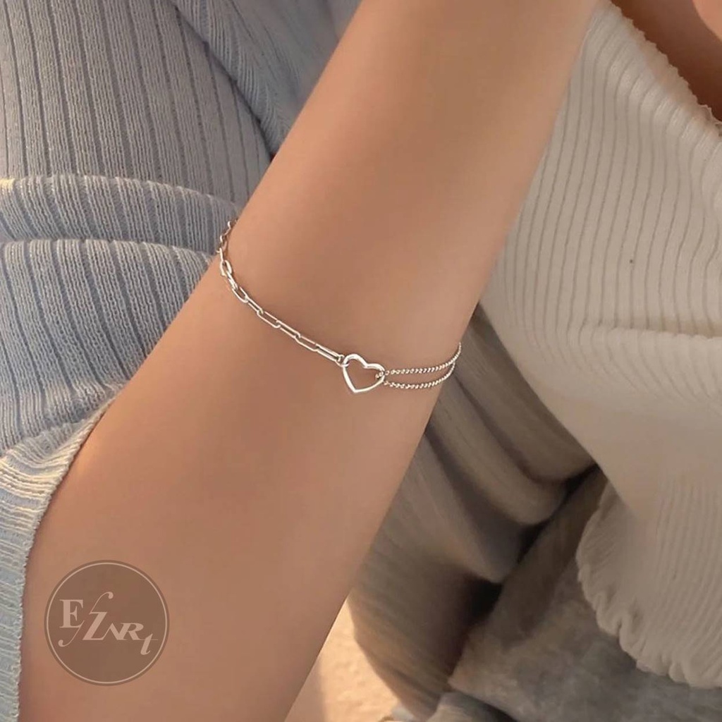 GELANG GEOMETRI ASIMETRIS CHARM LOVE / INFINITY / CIRCLE RANTAI OVAL LADA BAHAN STAINLESS STEEL ANTI KARAT