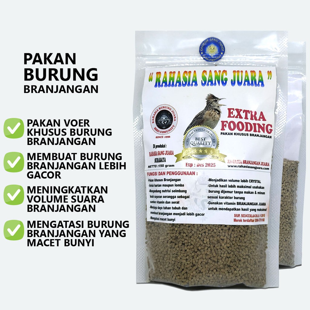 EXTRA FOODING PAKAN BURUNG BRANJANGAN GACOR VOER BRANJANGAN PROTEIN TINGGI