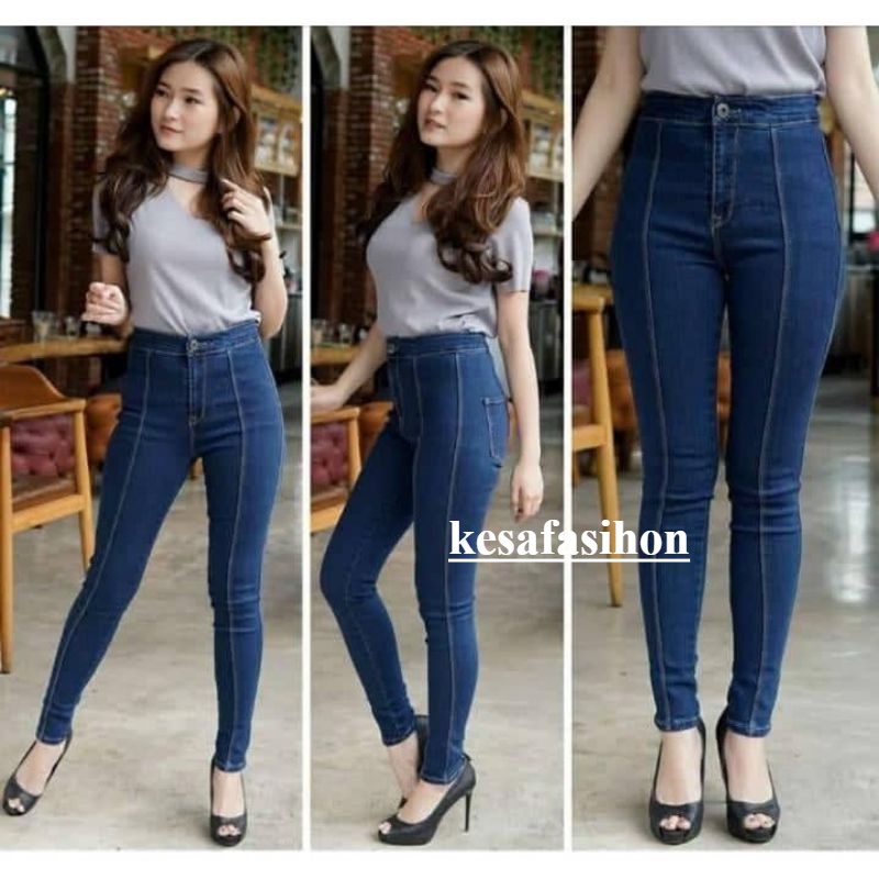 CELANA JEANS HIGH WAIST 27-34 // HIGHWAIST HW LIPAT TULANG TENGAH