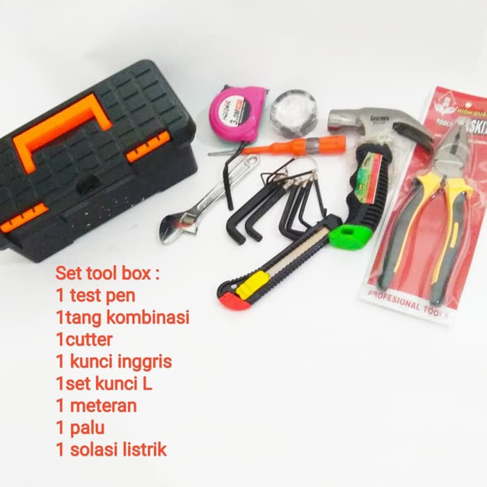 Tools kit Set / set alat tukang / alat pertukangan / tools box set
