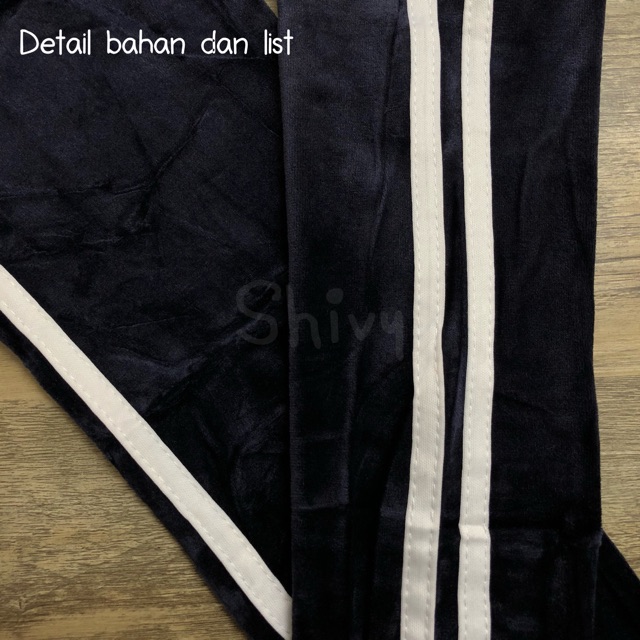 Legging Wanita Bludru Velvet Import Stripe List 2 Murah