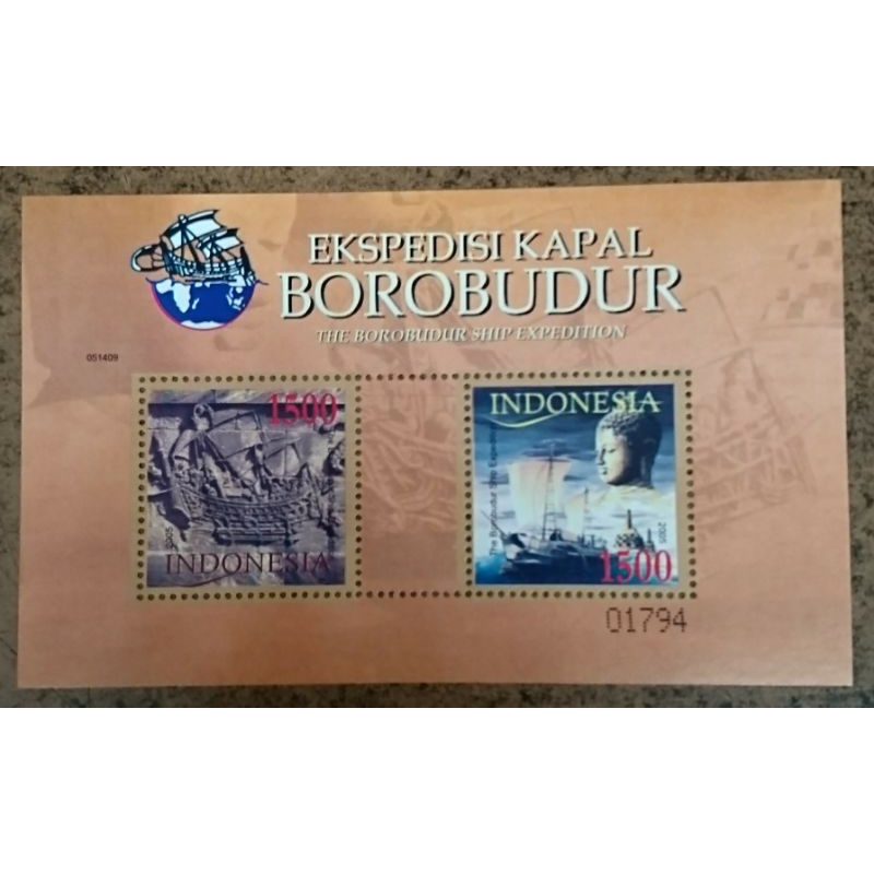 

Souvenir Sheet Indonesia Ekspedisi Kapal Borobudur 2005