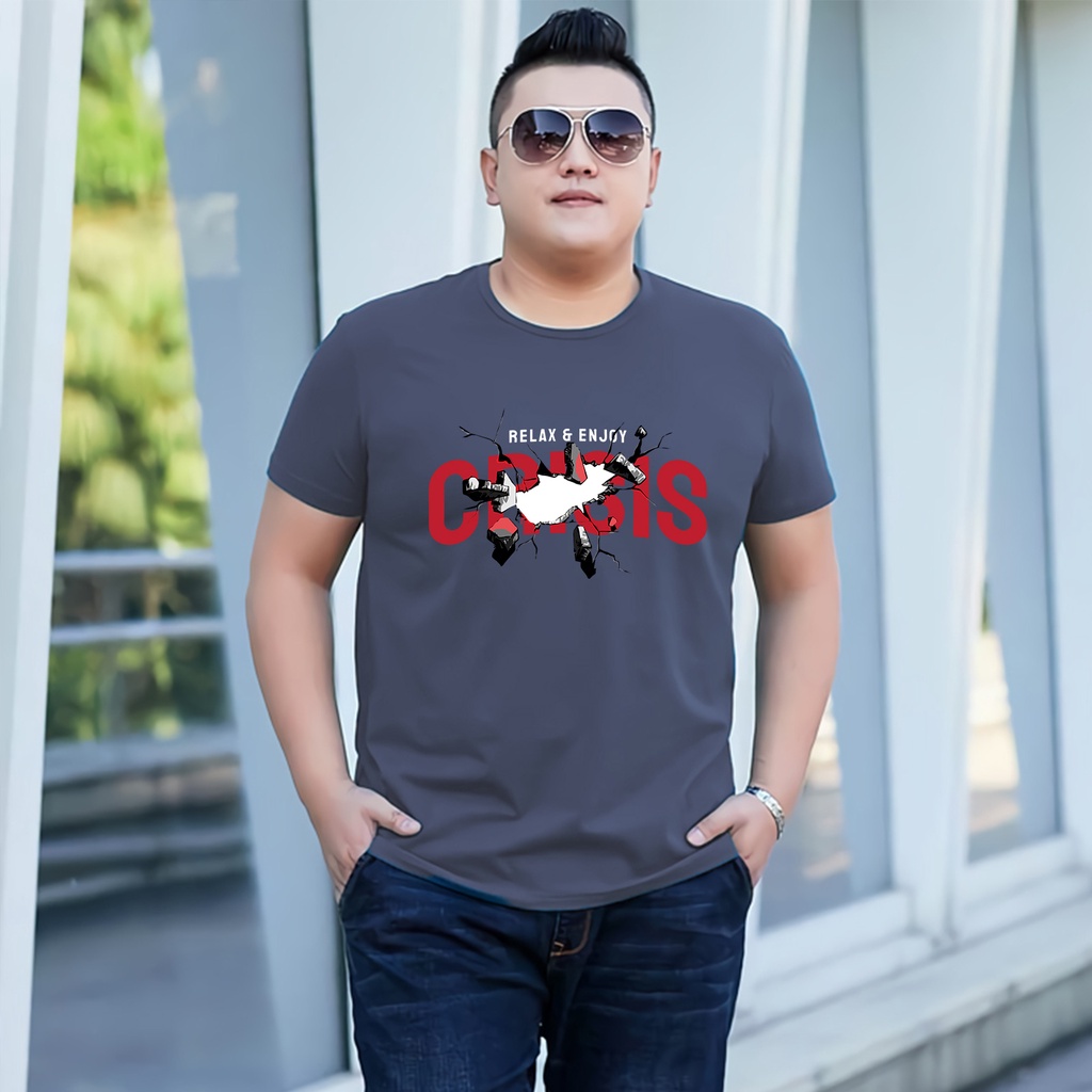 Baju Kaos Pria Jumbo Crisis Tshirt Bigsize XL XXL Distro DTF