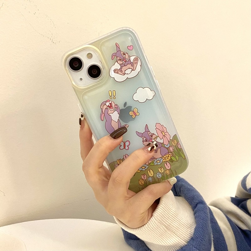 Casing Soft Case Silikon Motif Kelinci Kartun Untuk iPhone 13 / Pro / max / 11 / 12 / XR / xsmax / x