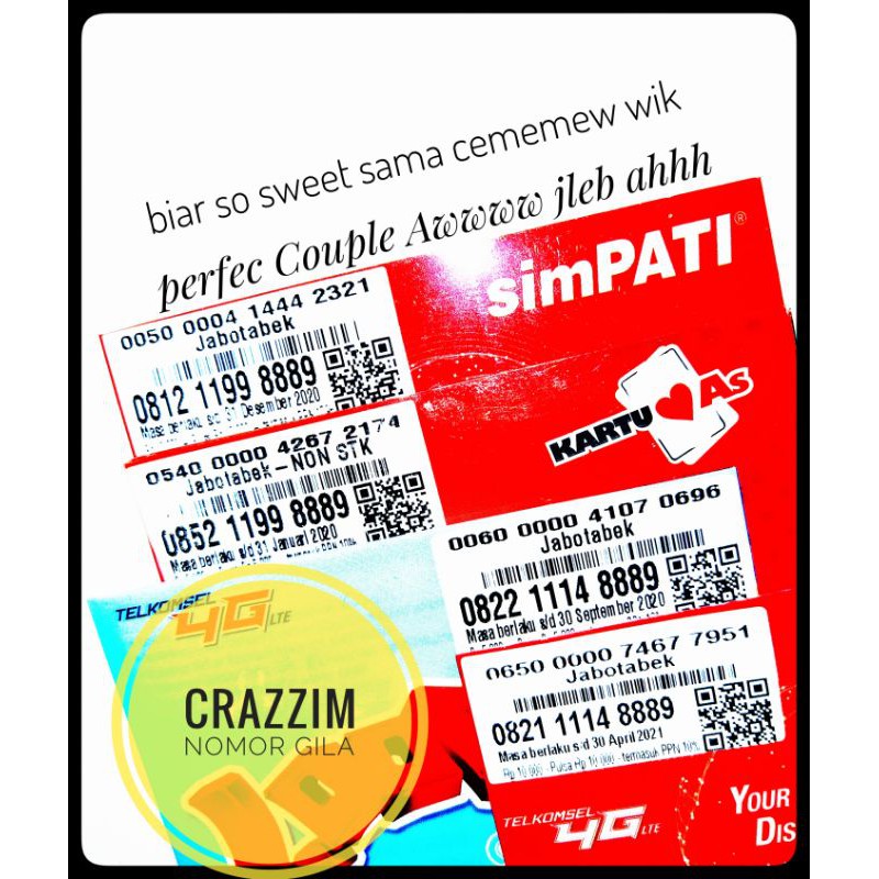 Nomor Cantik Telkomsel Simpati. No Cantik Couple. Nomor Super. No Cantik 89. 889. 8889