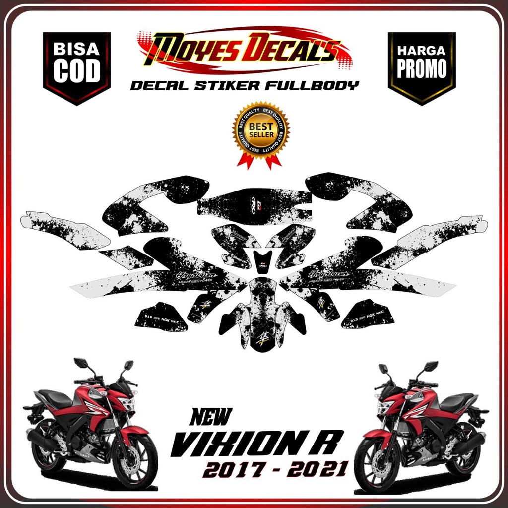 Sticker Decal Fullbody Vixion R Hayabuusa Vixion R Terbaru Motif Hayabusa Black Putih