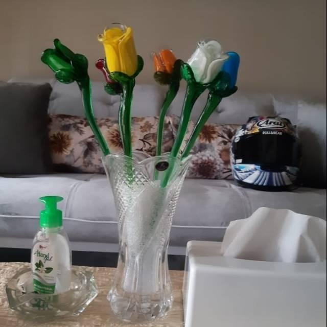 Bunga Kristal Mawar perpcs/ Bunga Mawar Kristal satuan/ Bunga Kaca