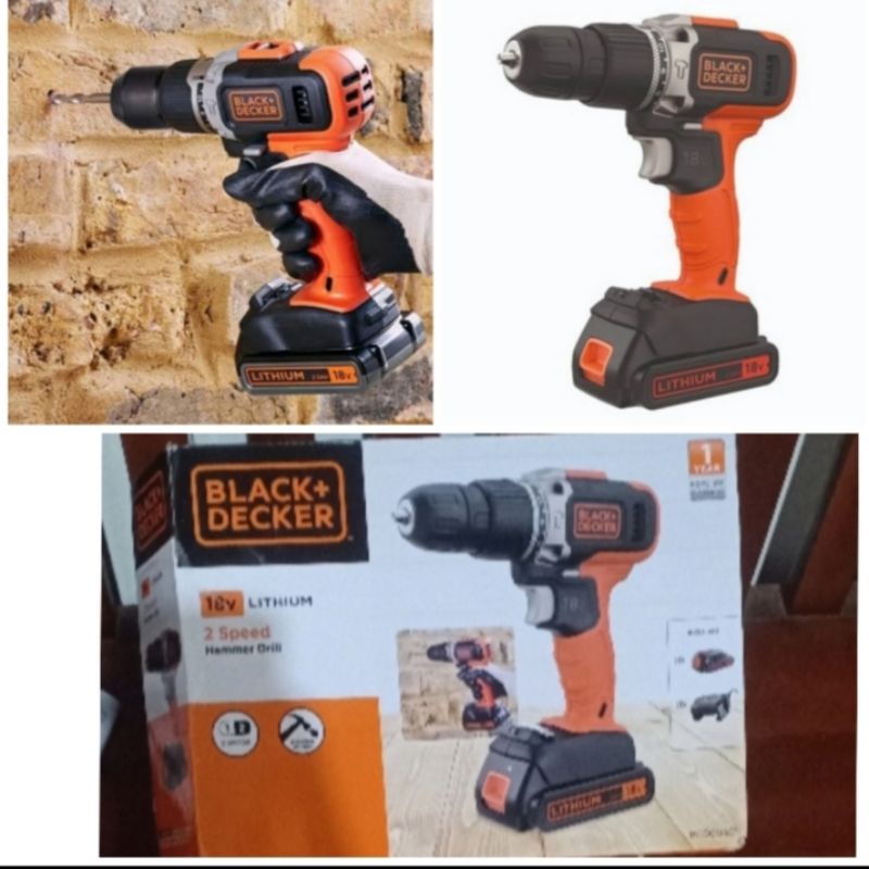 Mesin Bor Cordless 18V BCD003C1 Black decker Hammer Drill Cordless