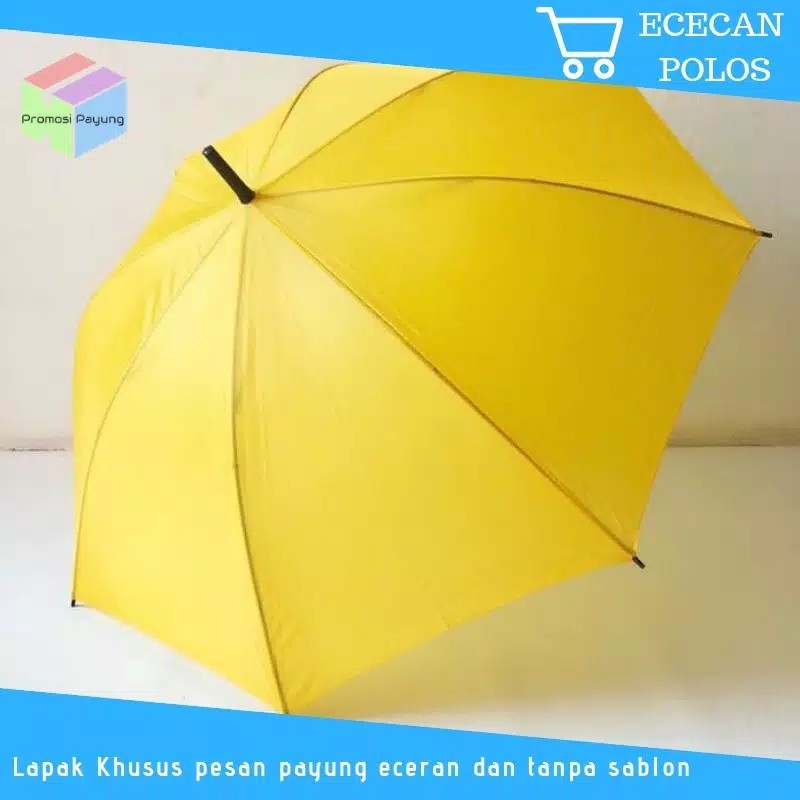 [polos] Payung Standar Gagang J Sarung Kain Lapis Silver - Orange