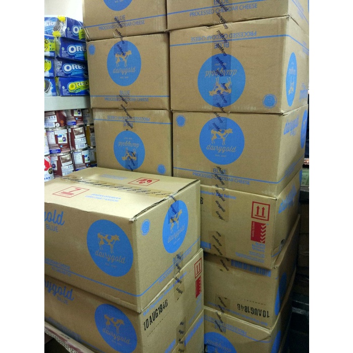 

Keju- Keju Dairy Gold Blue Cheddar 2 Kg ( Dairygold Sekelas Prochiz Gold) -Keju.