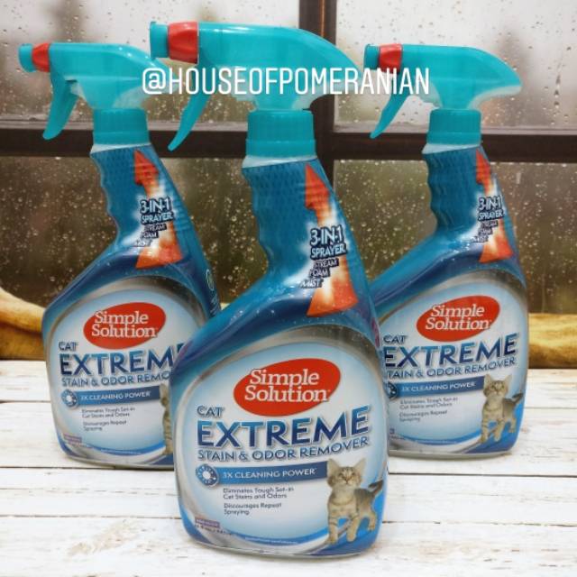 Simple solution CAT extreme stain n odor remover . Penghilang bau kotoran kucing