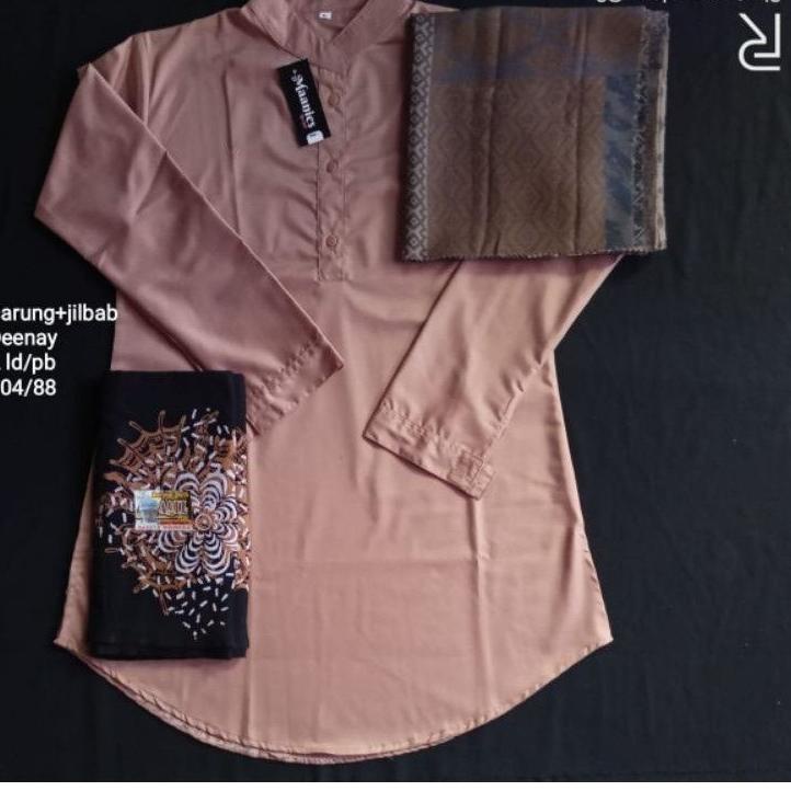 SALEE.. SATU PAKET SETELAN SANTRIWATI /SET TUNIK TOYOBA / SARUNG AQIL JILBAB DENAY / POLOS