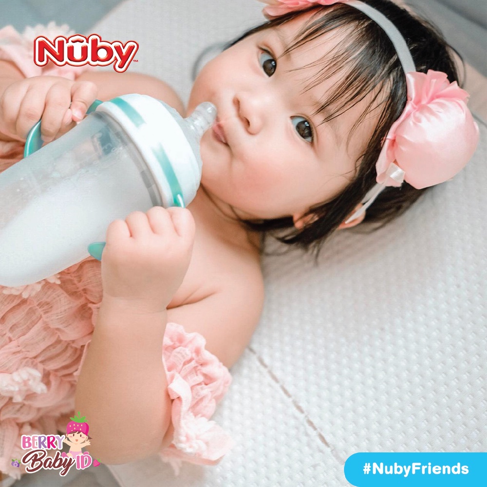 Nuby Comfort Silicone Slow Flow Bottle Botol Sedotan Bayi BPA Free 150ml 250ml Berry Mart