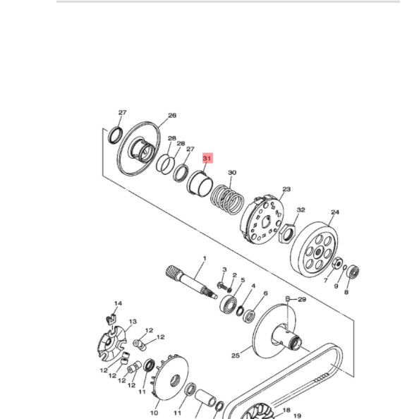 SEAT SECONDARY SLIDING CORONG PER CVT PULI PULLY MIO LAMA SPORTY SMILE SOUL FINO KARBU ORI YGP 5TL-E7684-00