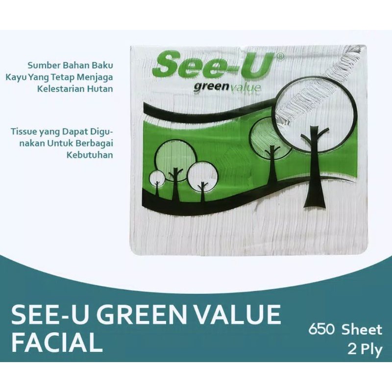 Tisu Tissue SEE-U Facial KILOAN 650grGreen Value [650 sheet /2 Ply]