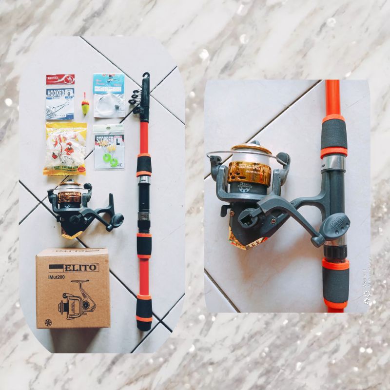 Satu set alat pancing antena lengkap murah set pancing antena set pancingan ikan set pancing sungai 