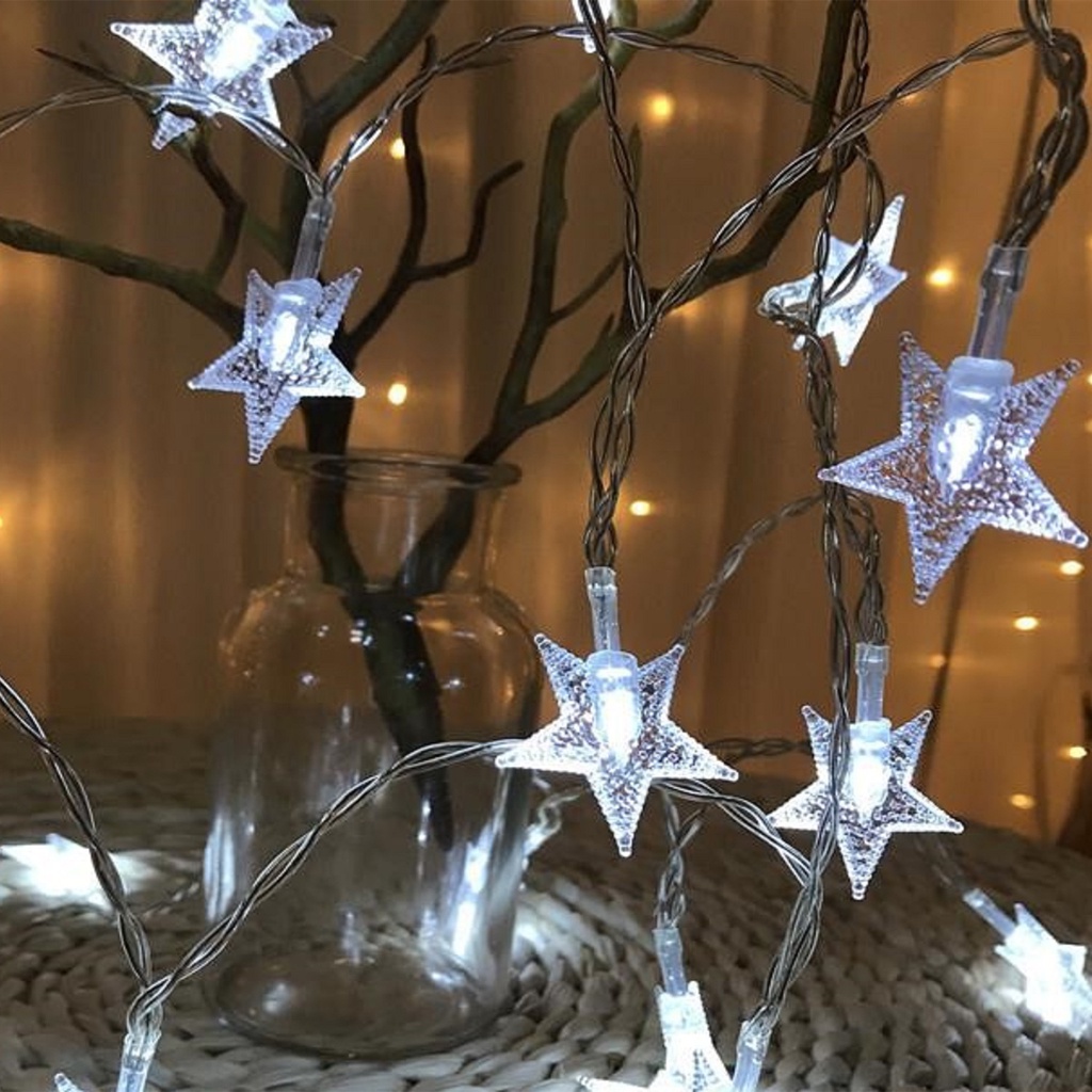 ❤️GTB❤️ E006 Lampu Natal Model Bintang Warna Warni Hias Natal 7,5 meter Tahan Air Import COD