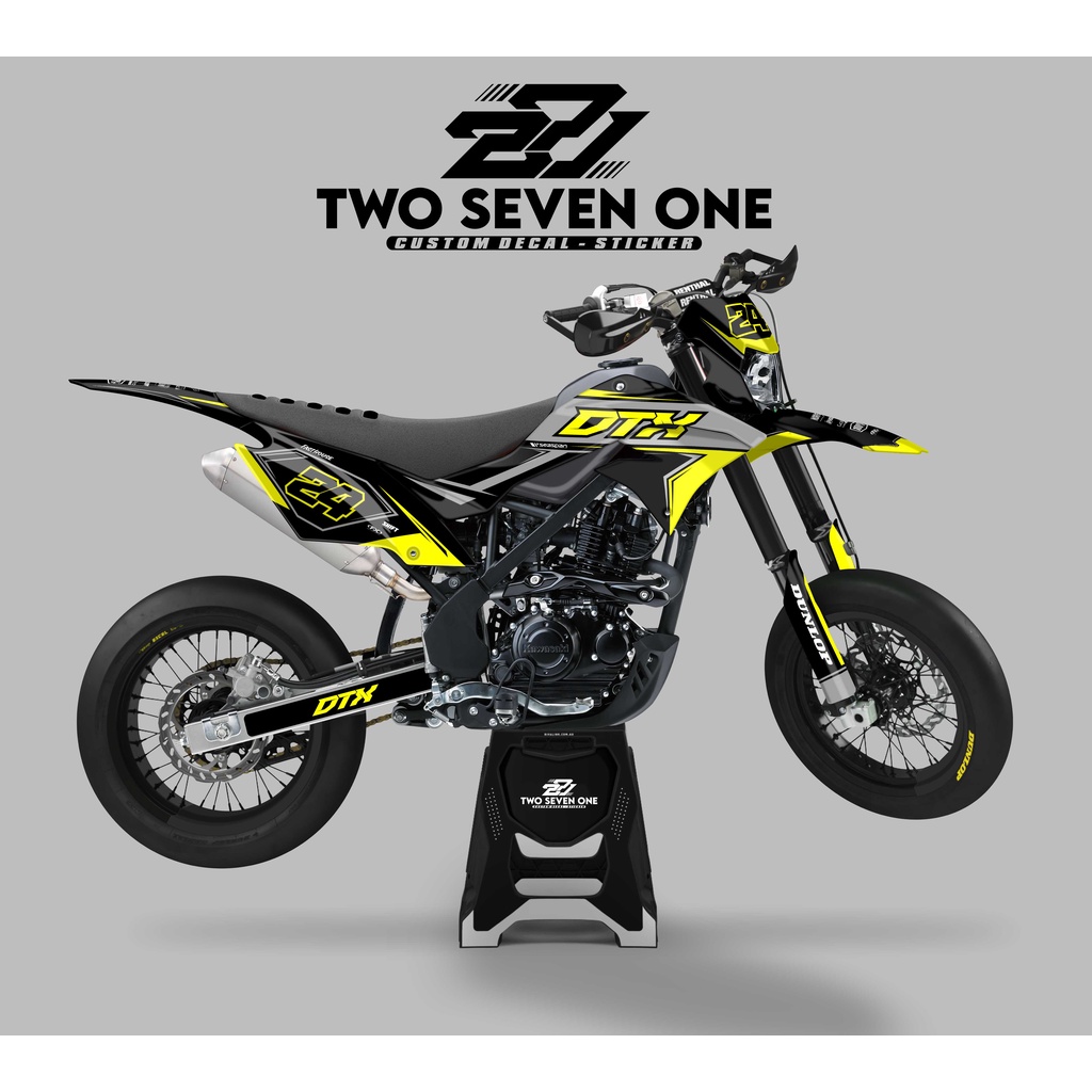 DECAL STICKER MOTOR DTRACKER VARIASI HITAM KUNING KEREN FULL BODY BEBAS DESAIN FULL CUSTOM