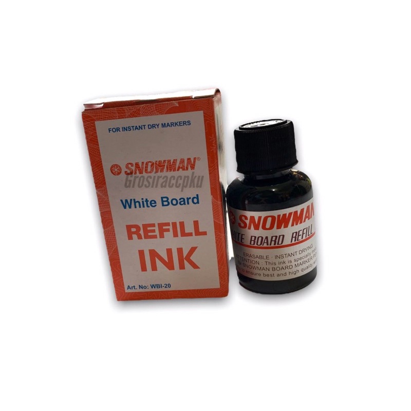 Refill Tinta Spidol Whiteboard / Permanent Snowman Hitam Murah Meriah