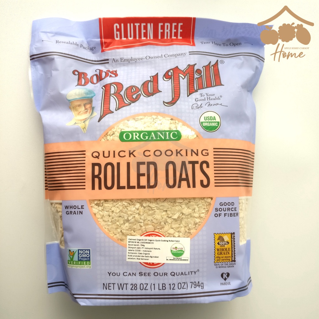 

Bob Red Mill GLUTEN FREE ORGANIC QUICK Cooking Rolled Oats 28OZ bobs s