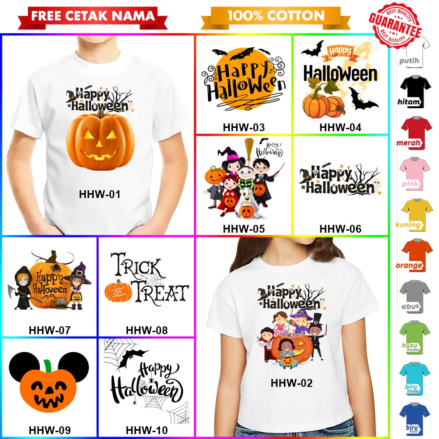 [FREE NAMA] Baju Kaos COUPLE  ANAK DAN DEWASA HALLOWEN  BANYAK MOTIF