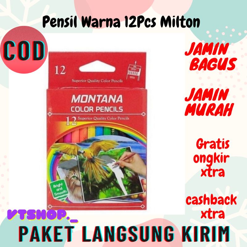 

V440 - Pencil Warna 12 Pcs / Pensil Warna Milton Pendek / Pencil Colour