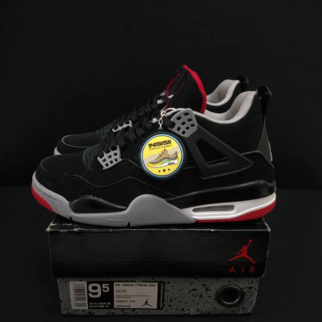 black grey red jordan 4