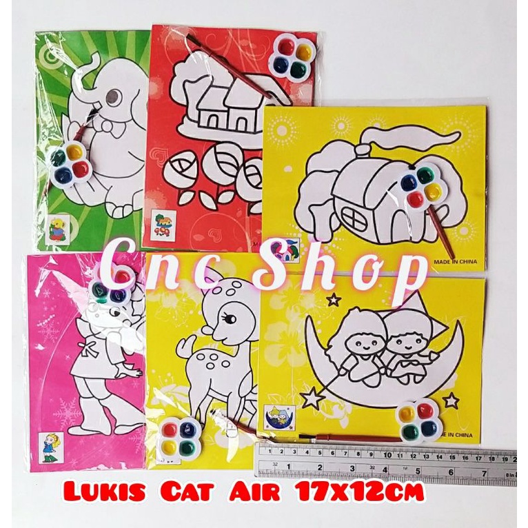 Mainan Lukis Cat Air Gambar Rumah/ Binatang/ Kartun Ukuran 17x12cm Murah Edukatif