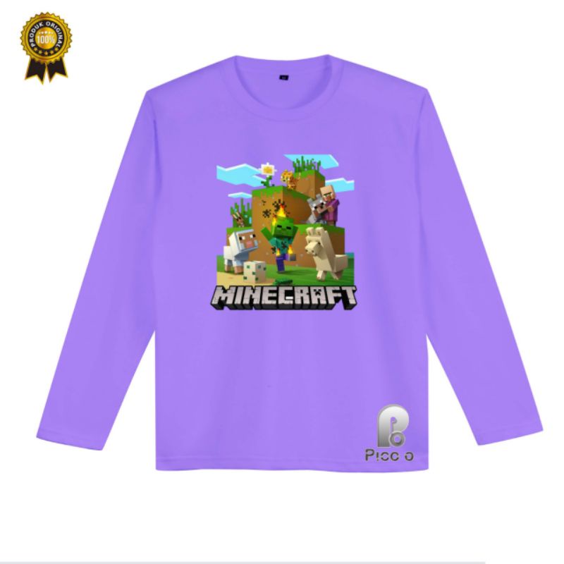 BAJU KAOS ANAK MINECRAF LENGAN PANJANG UNISEX