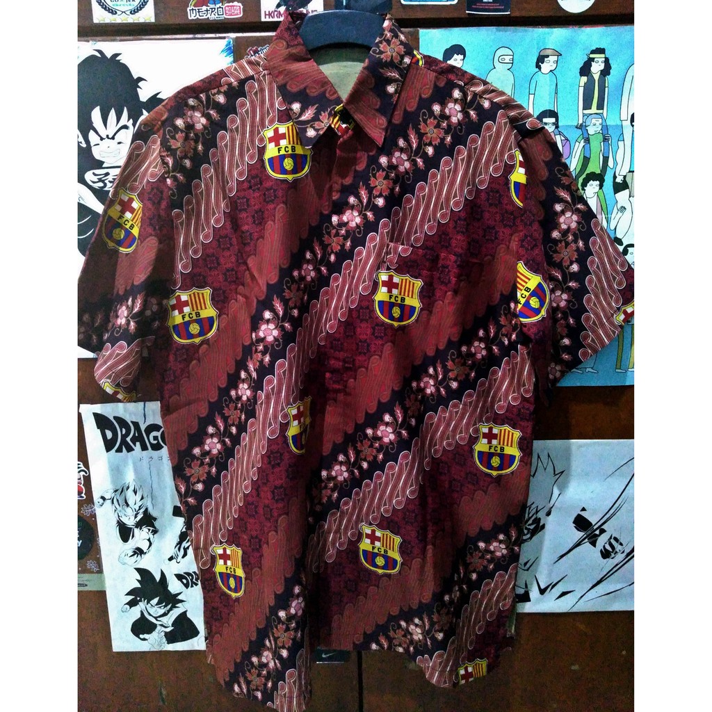 Baju Batik Barcelona - Batik Club Bola - Batik Murah