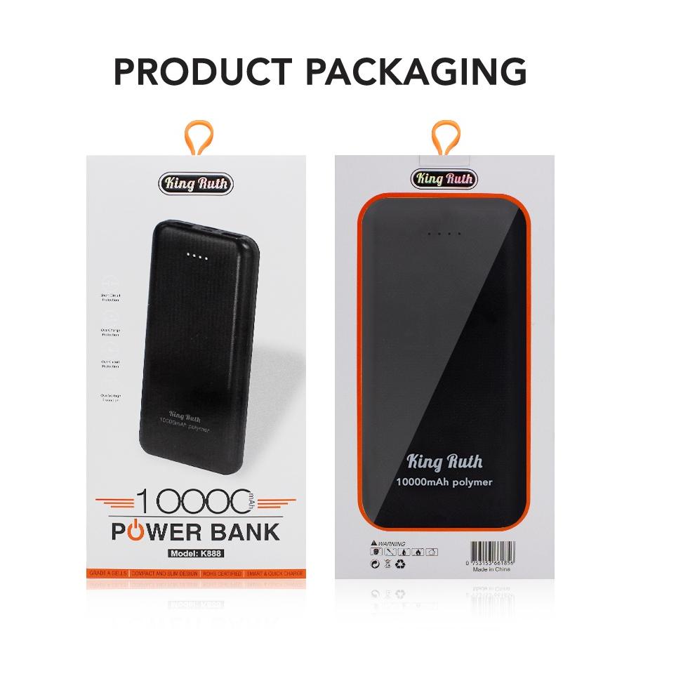 UK.19Au22ғ ▫ King Ruth K888 PowerBank 10000 mAh Dual USB Portable Power Bank  Quick Charge